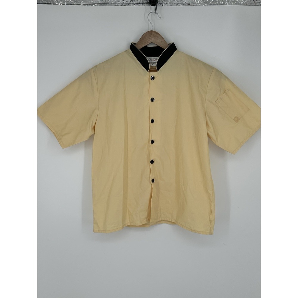Happy Chef Unisex Sz M Pastel Yellow Coat Shirt Short Sleeve S4